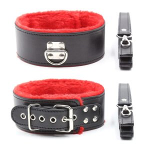 Comfortable Furry - Lined Leather Collar Set