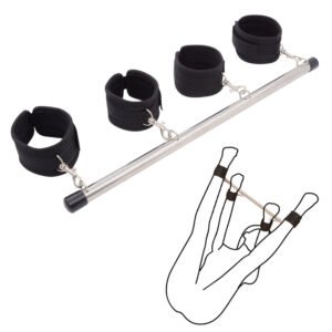 Black Restraint - style Stainless Steel Tube Hand and Ankle Cuffs Set