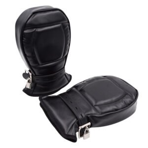 Black Leather Bondage Gloves