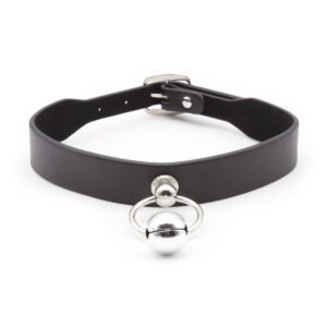 Stylish Black Leather Choker with Bell - Edgy and Elegant Accessory