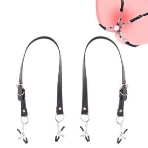 Adjustable Leather Nipple Clamp Harness