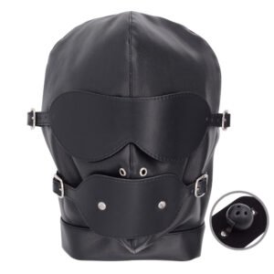 Mysterious Night Leather Bondage Hood Set